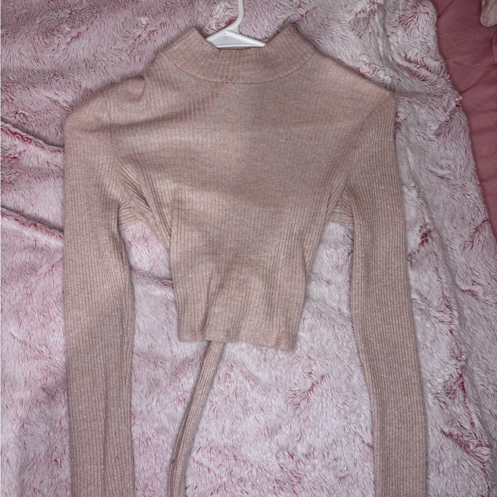 Beige Knit Open-Back Sweater